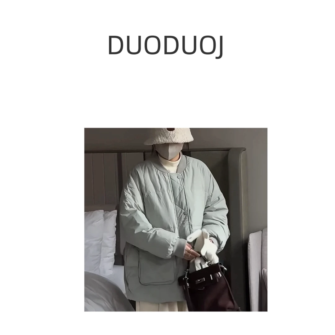 【DuoDuoJ】【棒球领羽绒服】韩版休闲百搭保暖简约纯色羽绒服