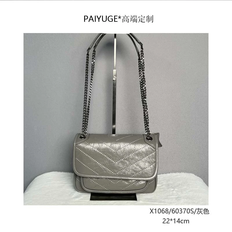 X1068/60370S/灰色 高端订制手工女士单肩斜挎手提包过1164孤品