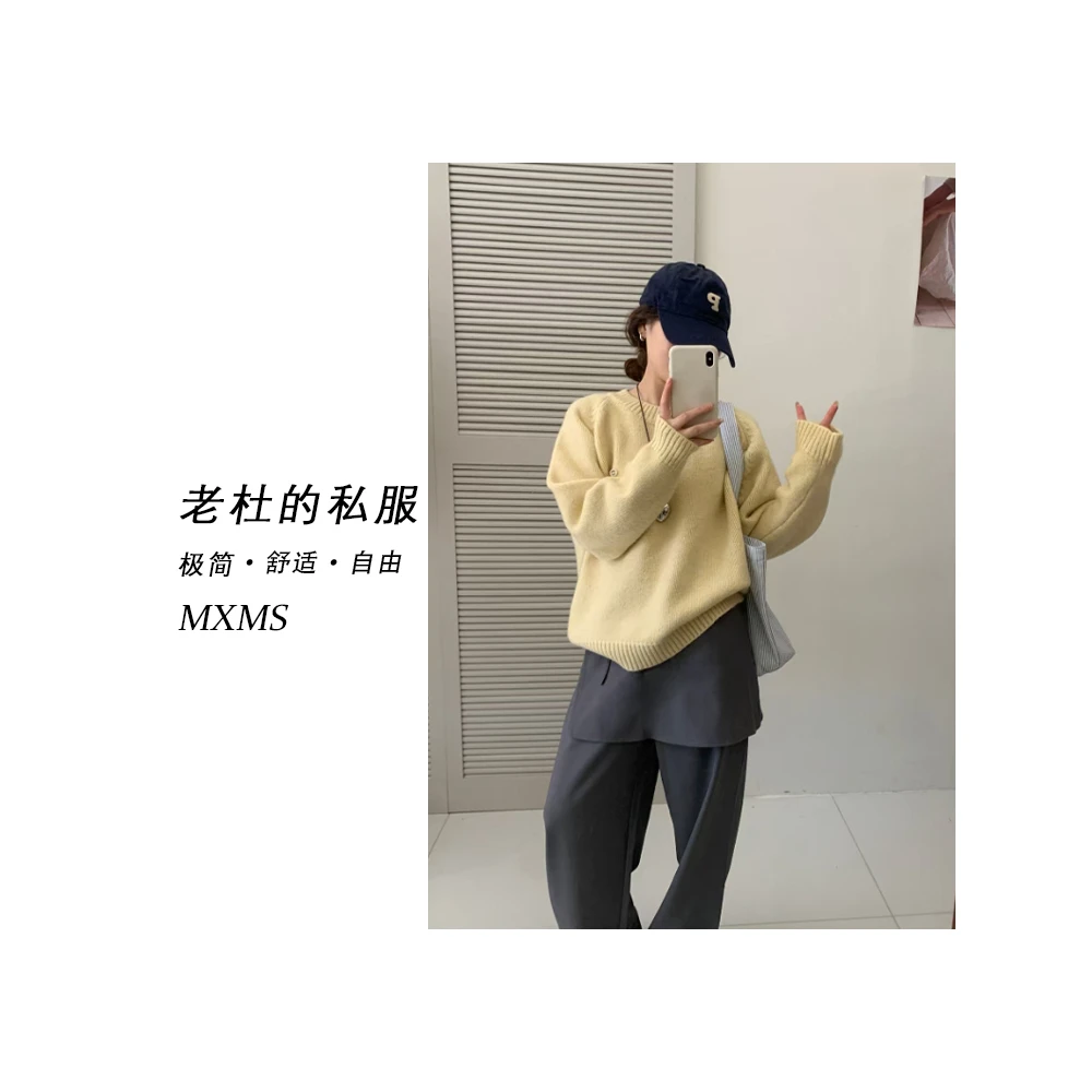 （美熙美树）Y24174-【宝藏衣橱】时尚减龄温柔净版冬款圆领毛衣