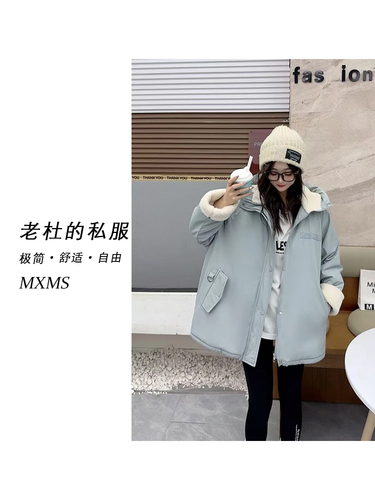 （麦欢尼）HX2480-“韩版设计师款”双侧口袋连帽加绒加厚派克服外套