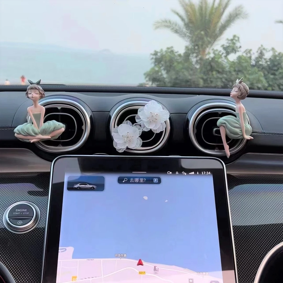 【卡拓车饰】时尚翩翩少女汽车出风口装饰夹香薰创意树脂3D立体
