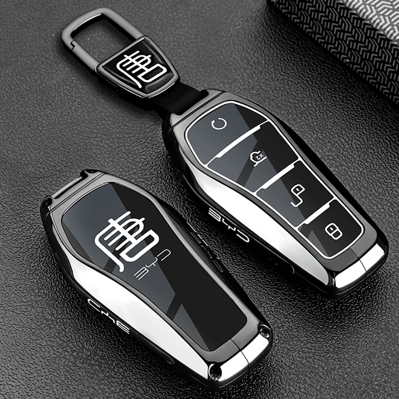 2024新款比亚迪唐DMi钥匙套18-24款荣耀版DMp卡片EV车金属扣壳男