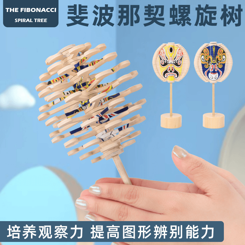 旋转树脸谱棒棒糖办公室摆件装饰减压神器幼儿童益智早教木制玩具
