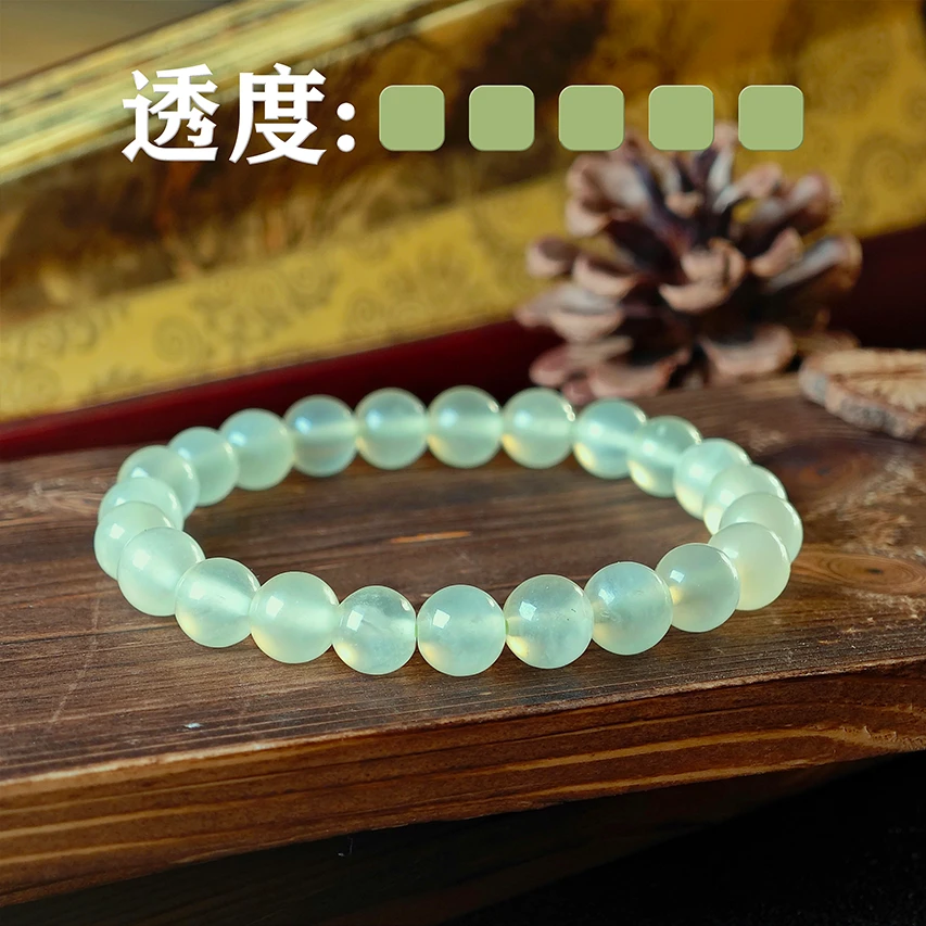 天然岫玉手串水墨冰透花玉素圈单圈女款百搭多样性发货