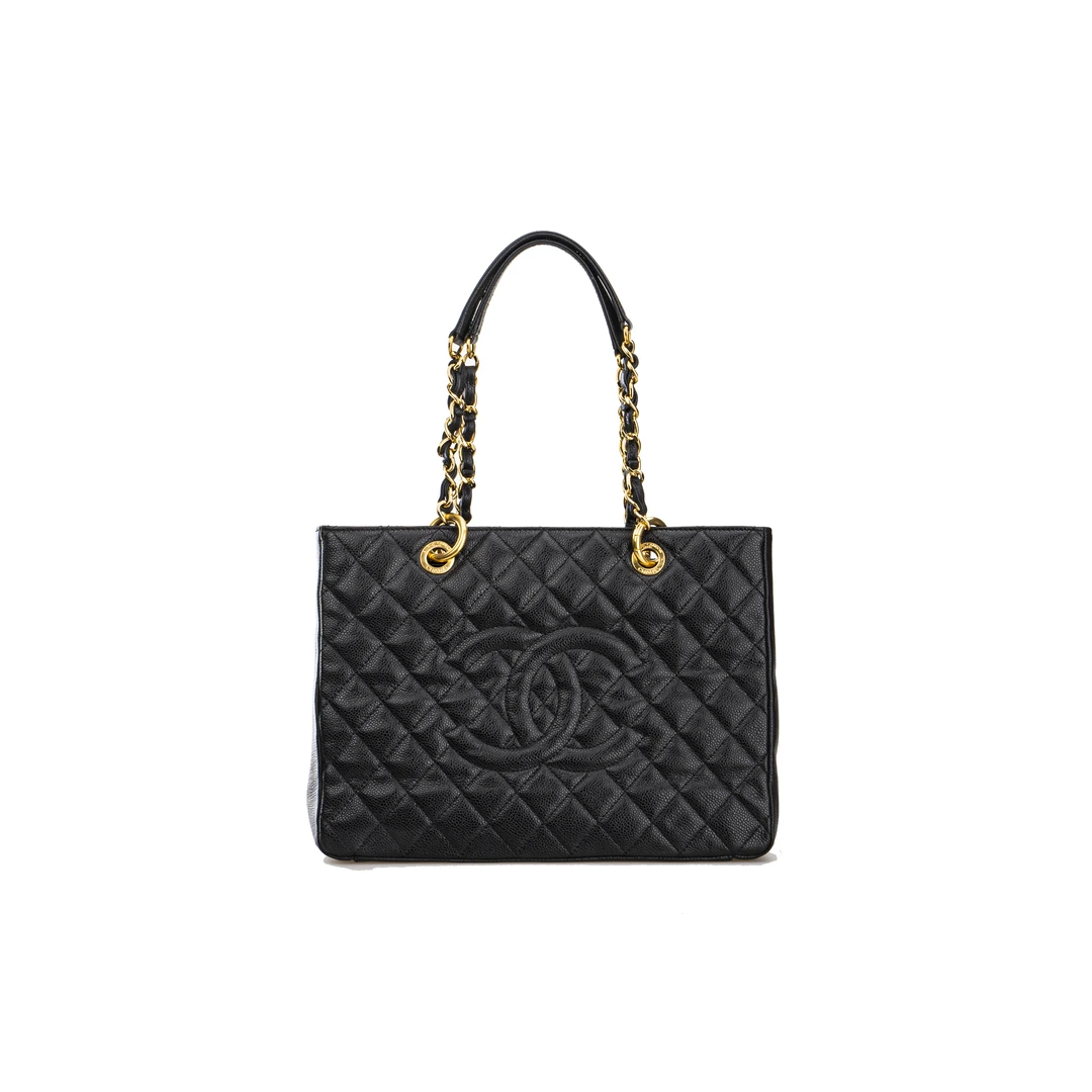 95新 Chanel/香奈儿 香奈儿 GST 黑色黑金中号菱格单肩包 宁