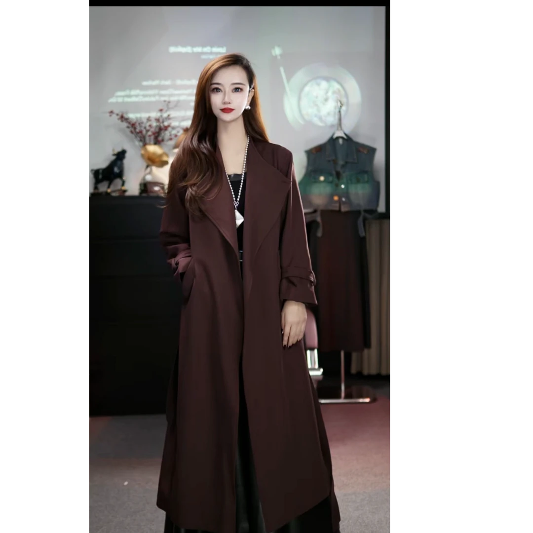 秋冬重工定制款修身女神风气质长款大衣外套
