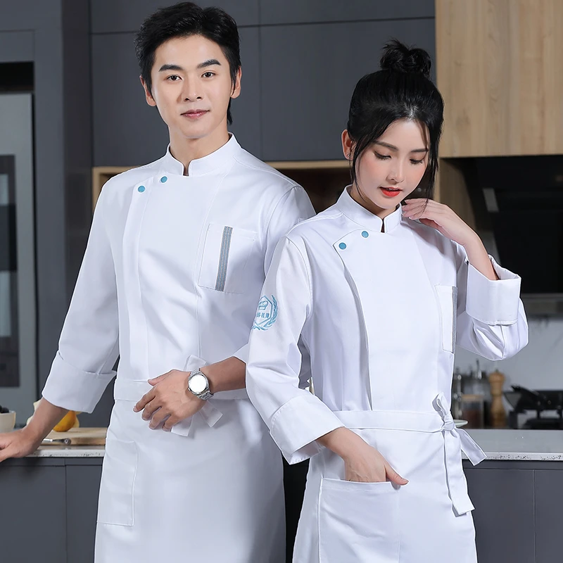 高档餐饮厨师工作服男长袖秋冬季酒店饭店西餐厅后厨房套装定制
