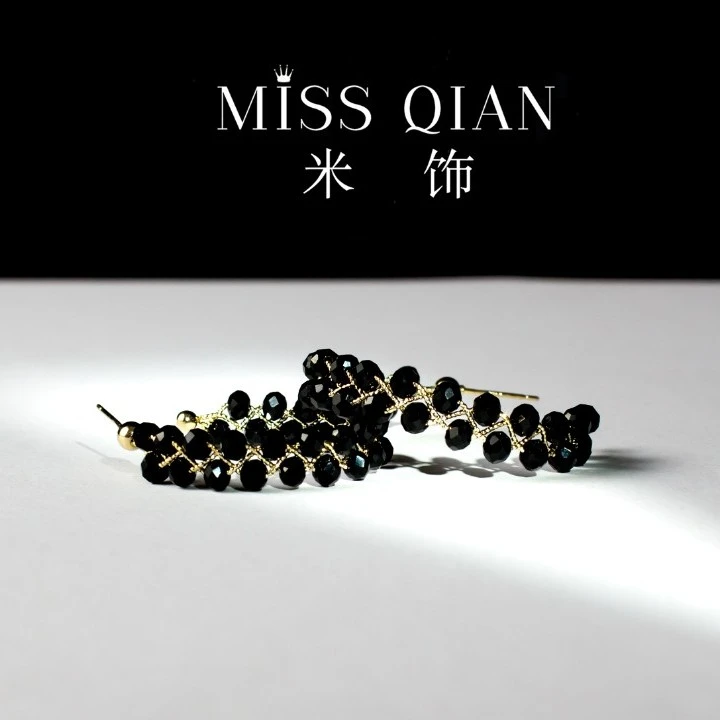 铜合金仿水晶耳饰 MISS/米饰【星空】手工编织气质轻奢简约耳圈