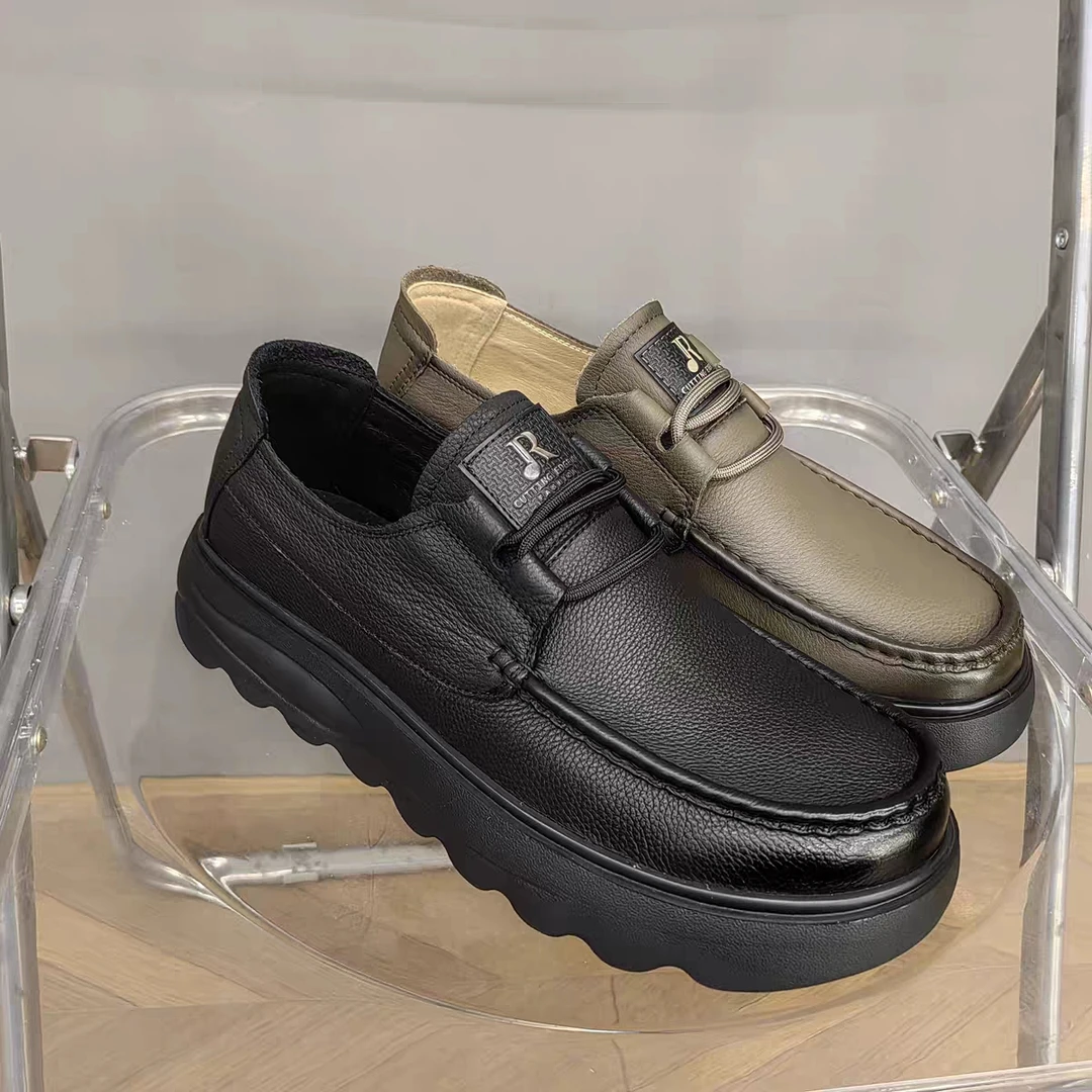 2024秋冬新款男士鹿皮休闲皮鞋圆头系带透气时尚系带休闲男鞋