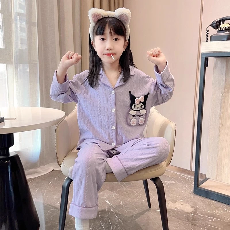 2025新款女童睡衣纯棉春秋季长袖套装女孩库洛米中大童儿童家居服