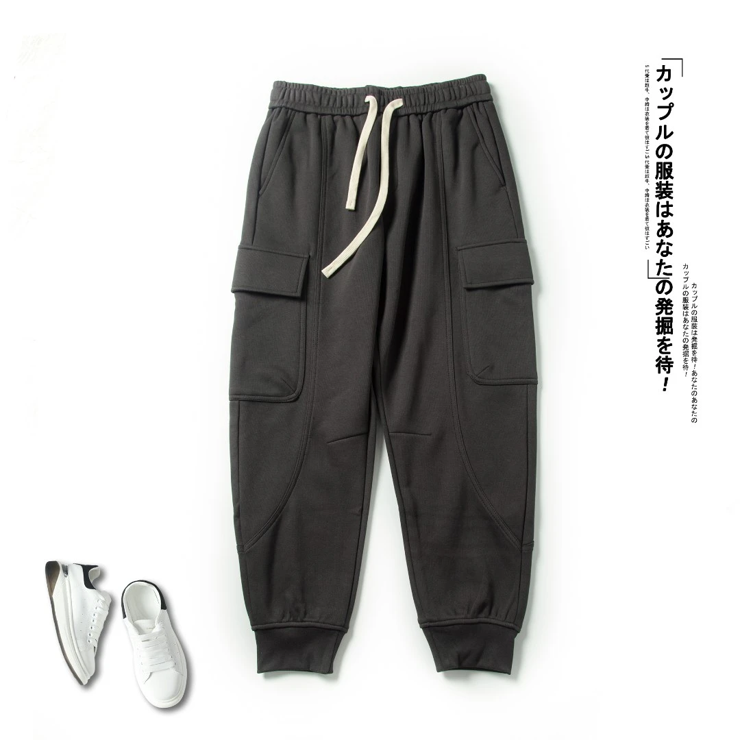 w96【绮则服饰】秋季新款！男女宽松工装束脚休闲裤运动卫裤长裤灰色