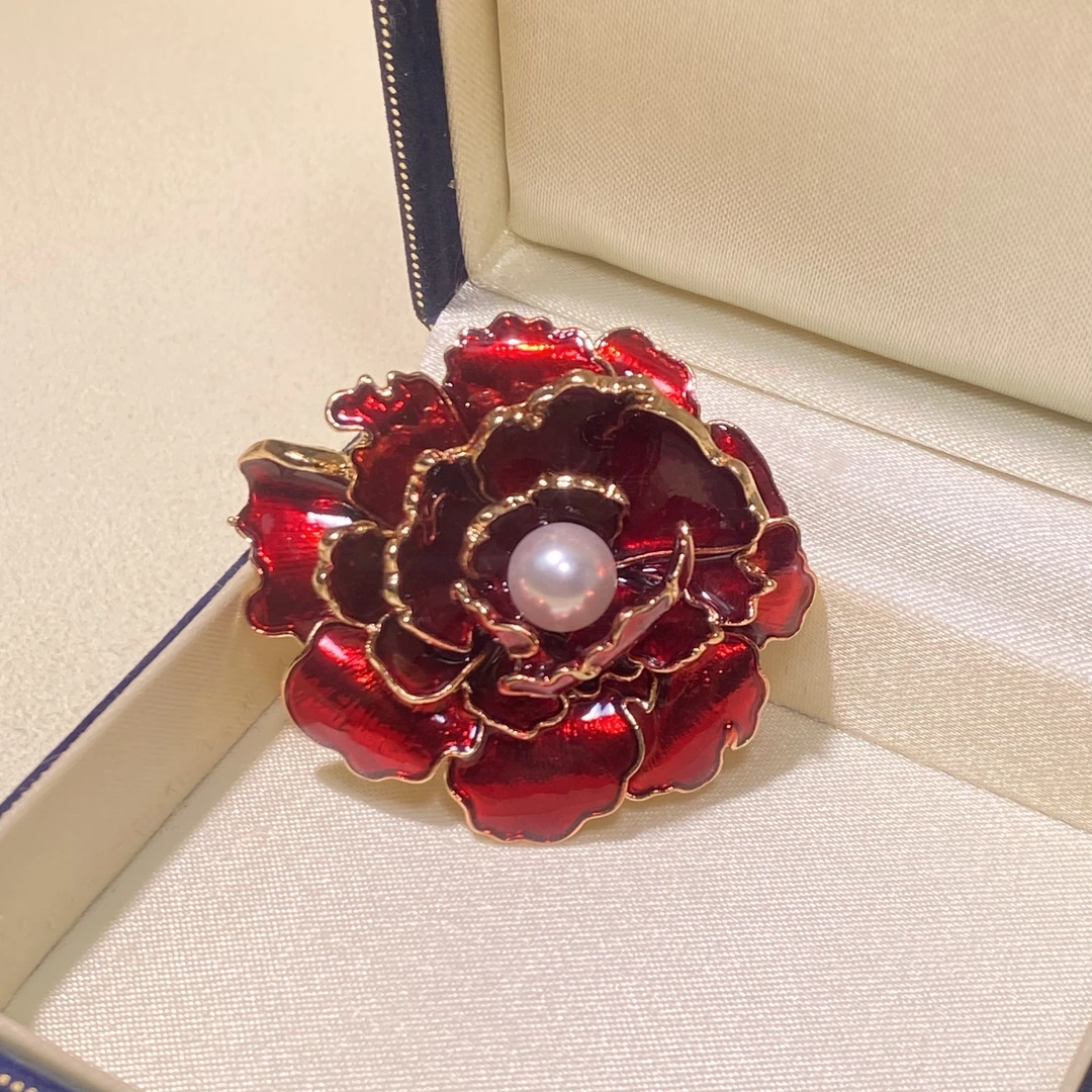 合金胸针 【红牡丹】轻奢时尚百搭复古红色古风优雅胸花简约4135