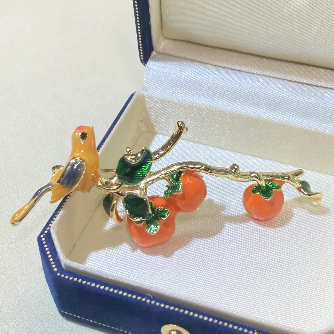 合金胸针 【彩鸟喜柿】时尚可爱复古简约百搭中国风精致2061