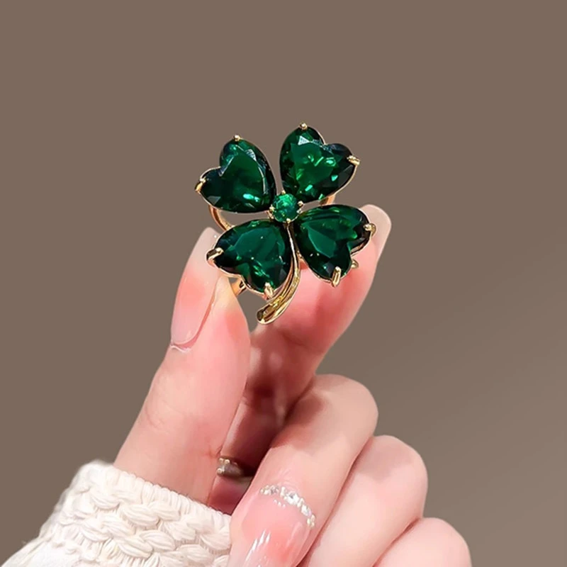 合金胸针 【四叶草丝巾扣】可爱百搭绿色复古小众简约精致优雅4116