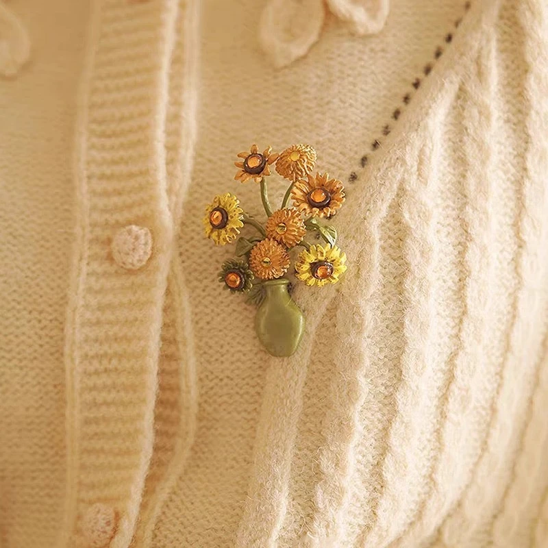 合金胸针 【油画向日葵】简约时尚百搭油画感森系优雅春夏胸针4056