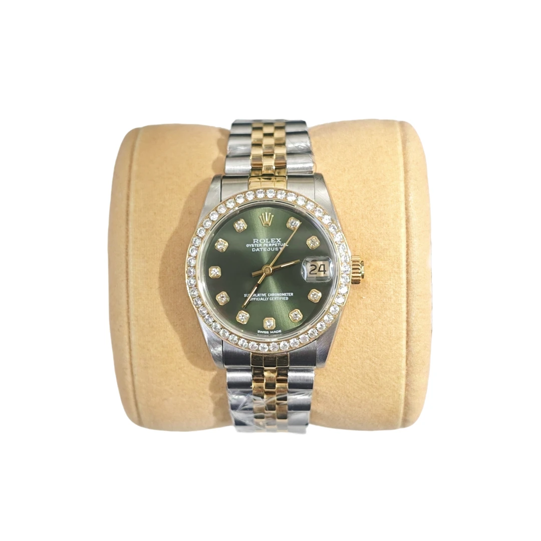 99新 Rolex/劳力士 日志68273/31mm/橄榄绿钻圈/后钻/自动/单表