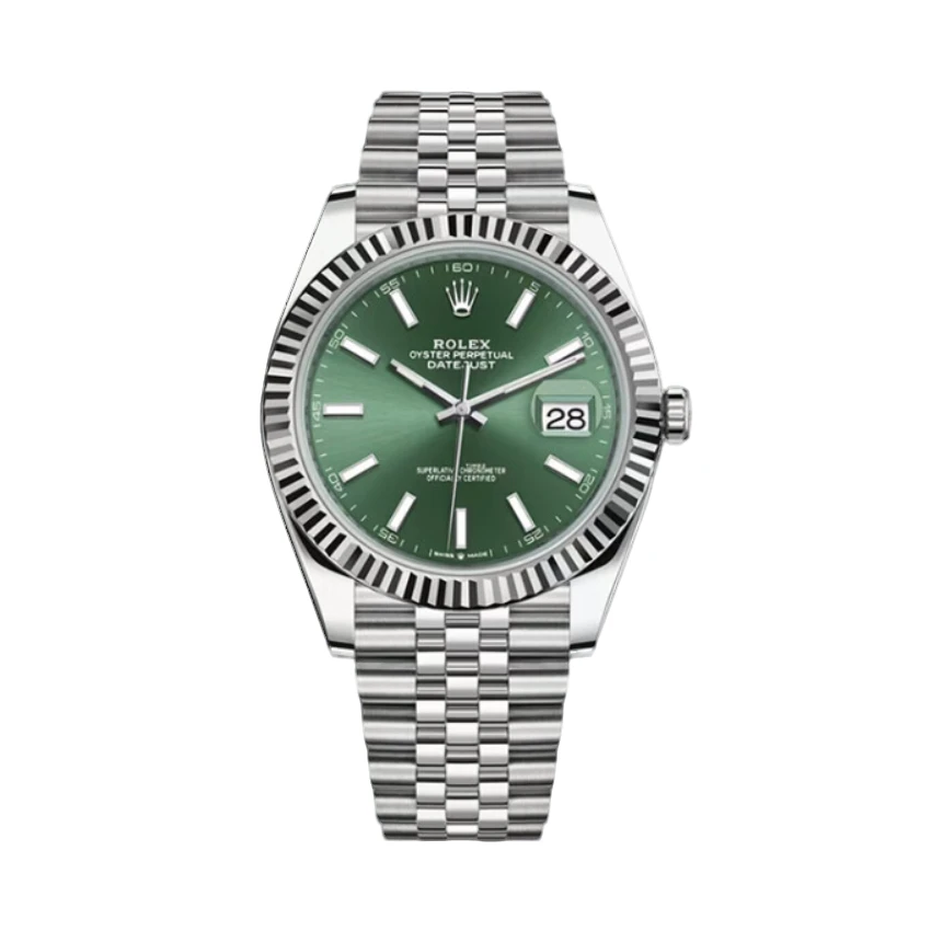 99新 Rolex/劳力士 日志126334/41mm/薄荷绿条钉/自动/23年全套