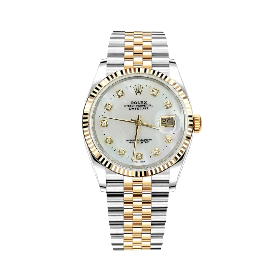 99新 Rolex/劳力士 日志系列/白贝母/狗牙圈/36mm/自动机械/单表
