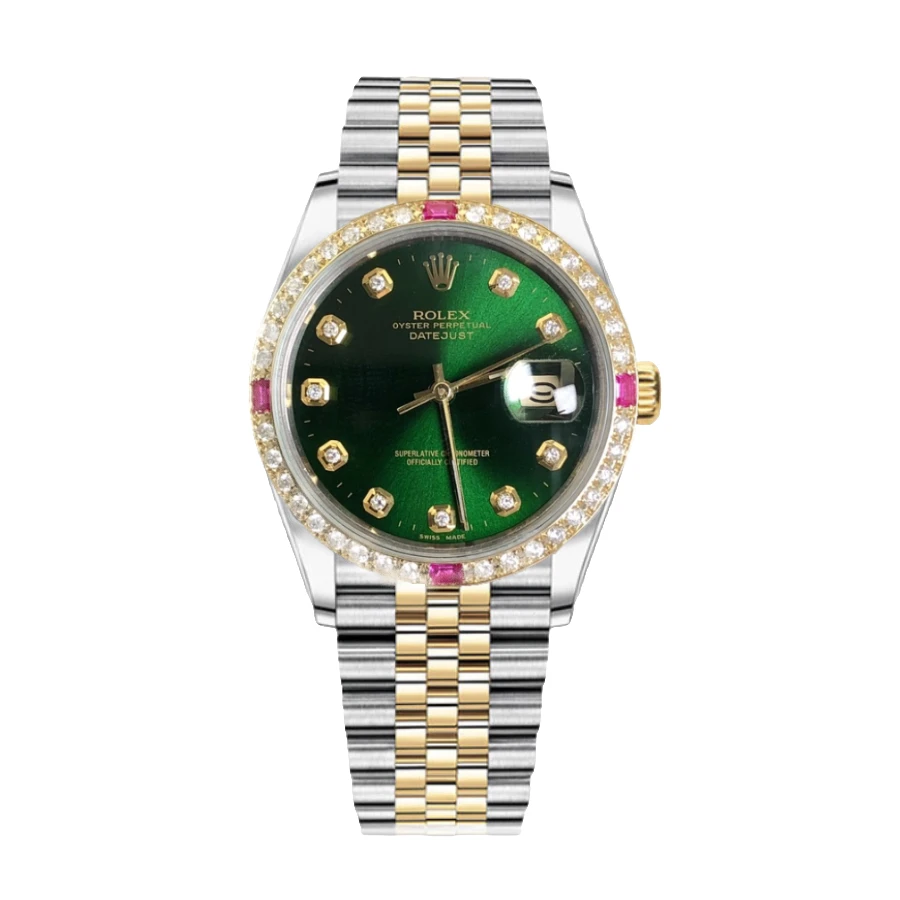 99新 Rolex/劳力士 日志系列/36mm/祖母绿红宝石钻圈/后钻/单表