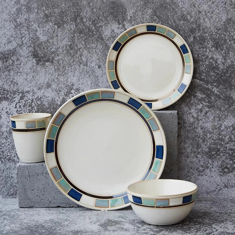 陶瓷餐盘家用牛排盘西餐盘复古简约个性沙拉碗意面盘碗碟餐具组合