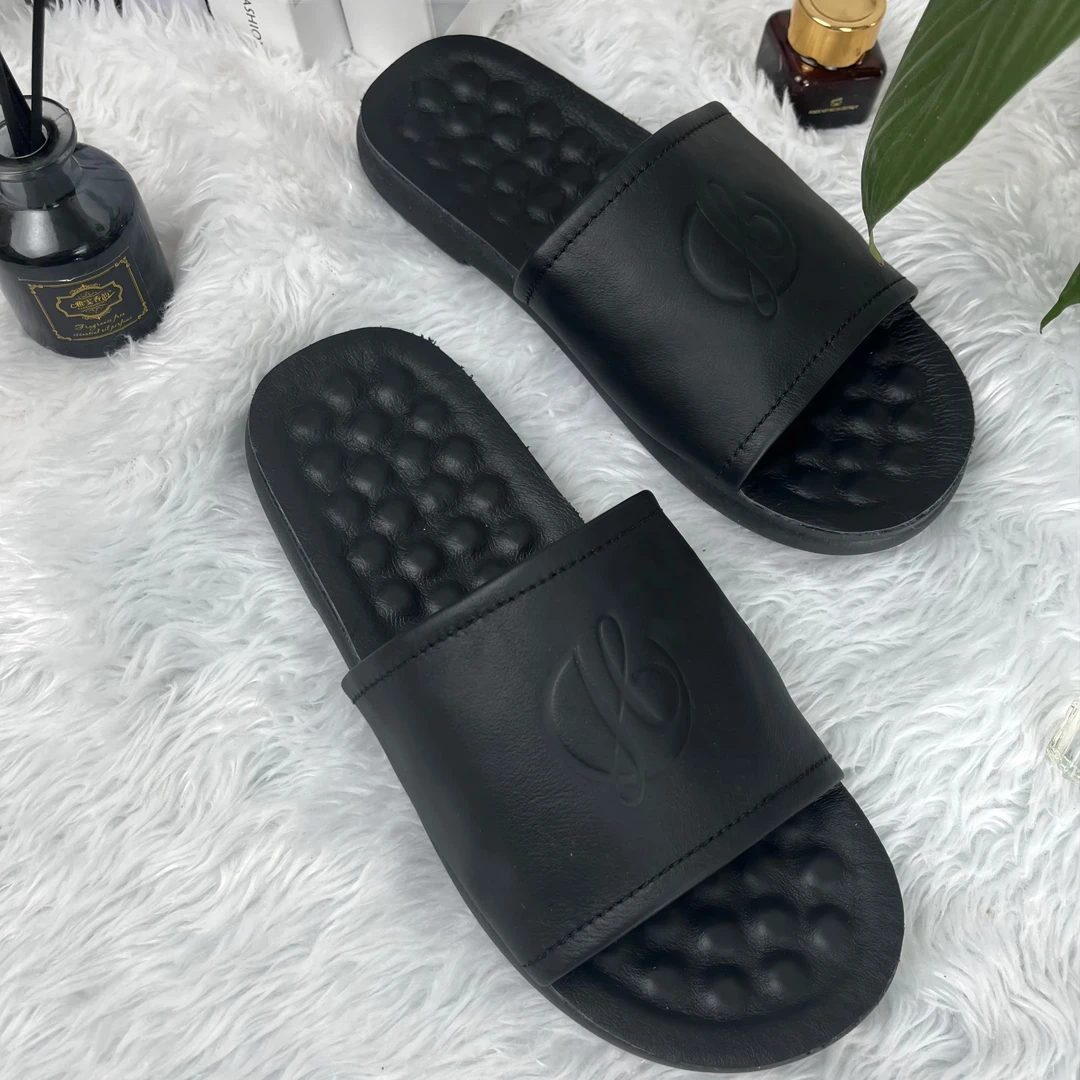 牛皮简约百搭平底拖鞋