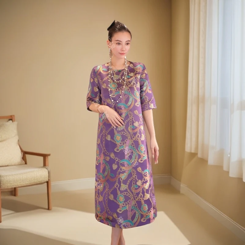 紫玉良姻｜夏季新款双面穿女装中长款连衣裙2024B631-夏秋布卓尔仓
