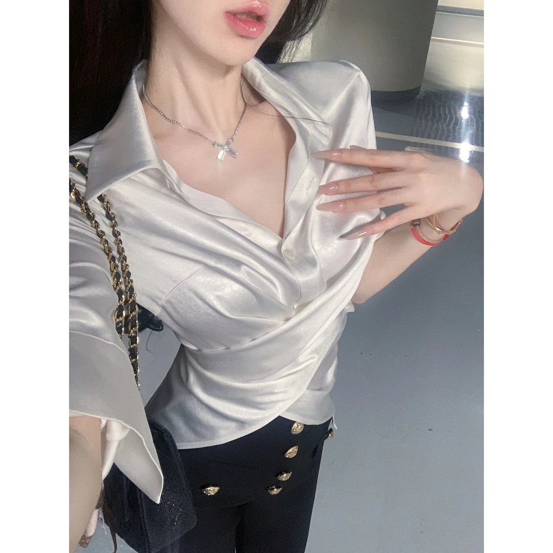 【雅乔定制】喜马拉雅 设计感多种穿法鳄鱼纹白衬衫DYLL-24086429