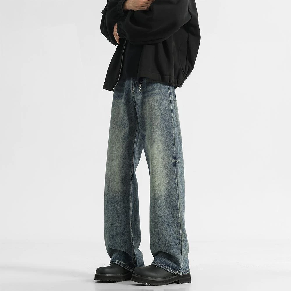 潮流高街美式牛仔裤男款爆款2025新款复古 直筒阔腿cleanfit裤子