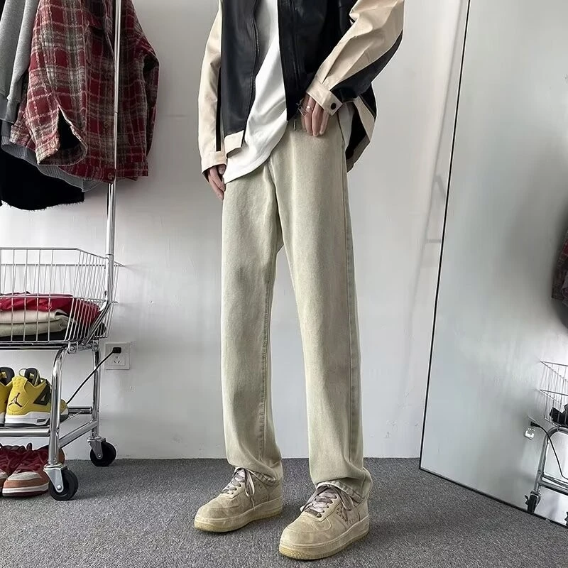 复古牛仔裤秋冬新款做旧水洗直筒宽松显瘦阔腿男款牛仔裤裤子