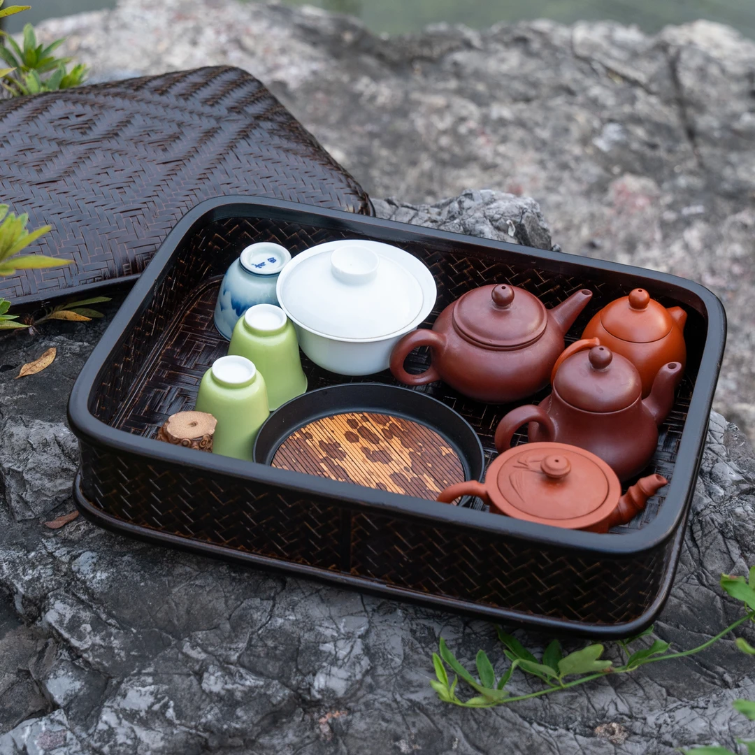 【和韵】竹编收纳款水果筐茶具茶杯收纳盒喝茶器具家用外出便携
