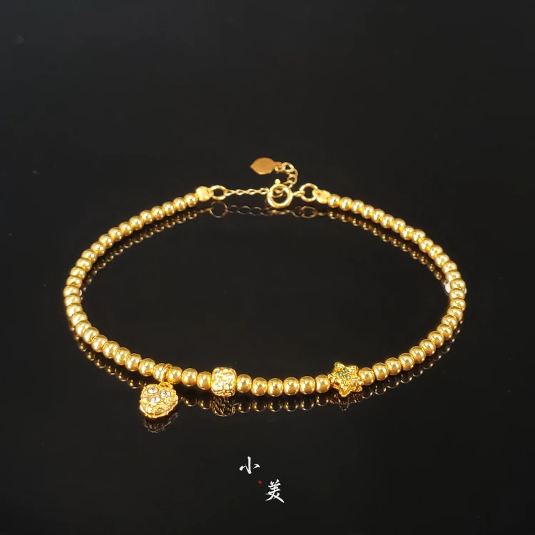 幸运星・18K金星星金珠手链 G9319