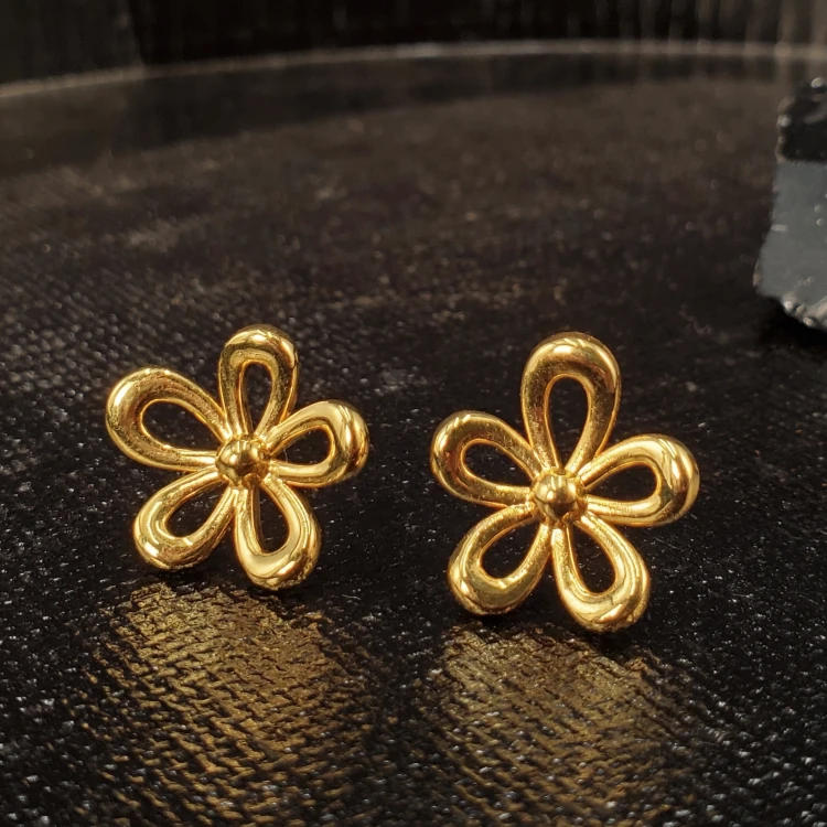 18K金格桑花耳钉耳环 甜美少女 G3778