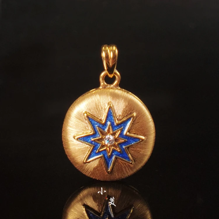 18K金拉丝八芒星吊坠 G8145