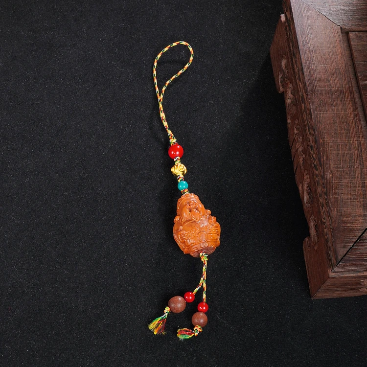 檀木小财神流苏挂件 C371
