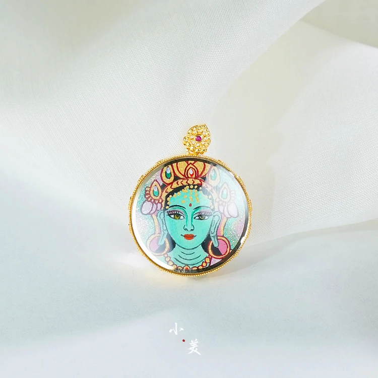 18K金度母凤九双面唐卡吊坠（多样性发货）G8630