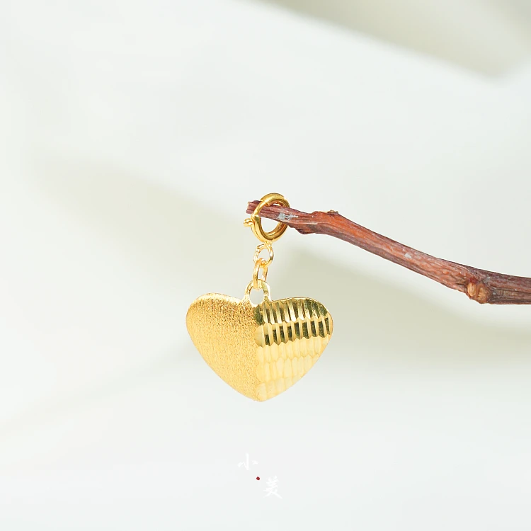 18K金拉丝车花爱心配件 万能扣 G8788