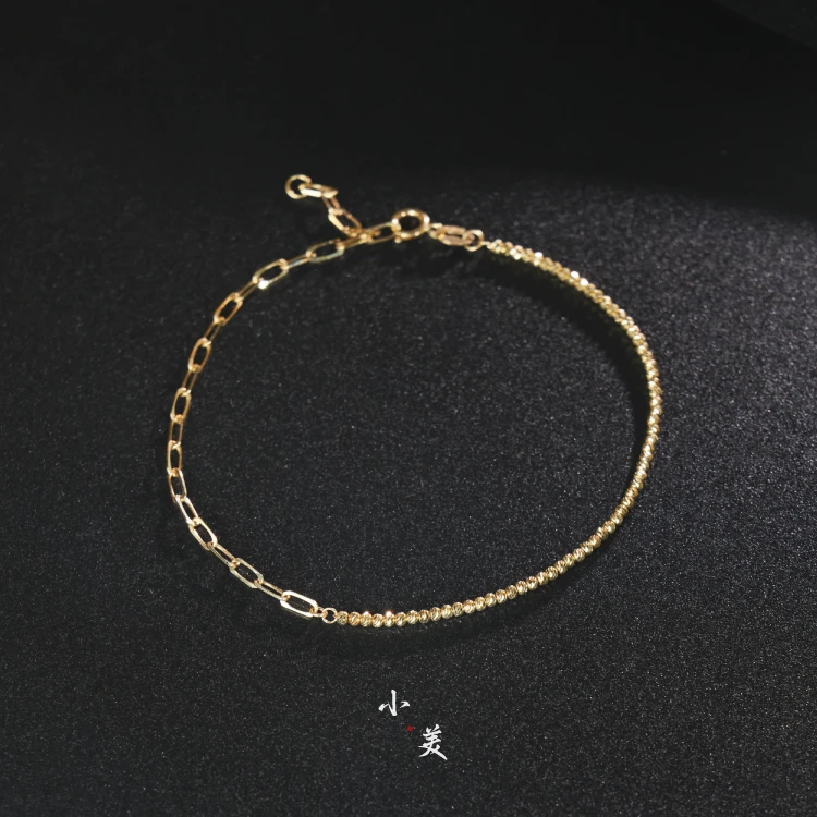 18K金AB金珠环环相扣手链 G9382