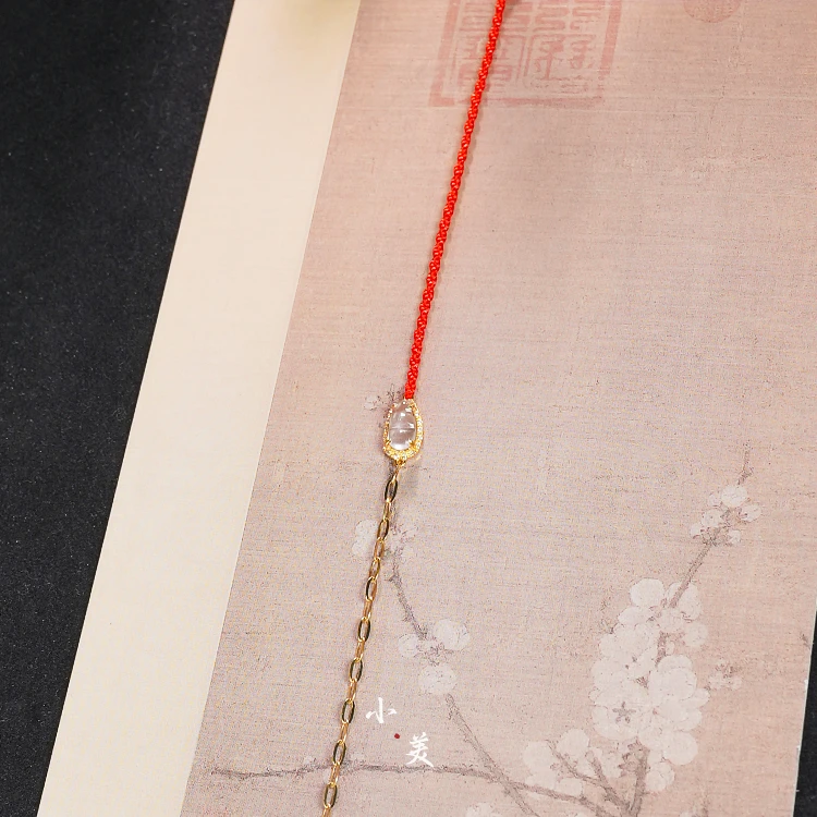 18K金翡翠白冰福豆AB红绳手链（多样性发货）G9598