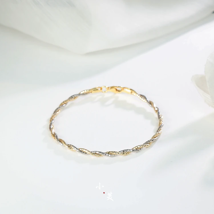 925银手链 超闪耀！意大利进口双色麻花手链 S5068