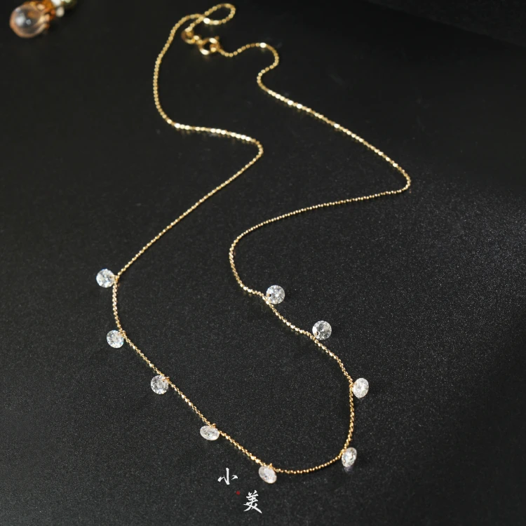 【合成/培育】18K金爆闪满天星项链 G8520