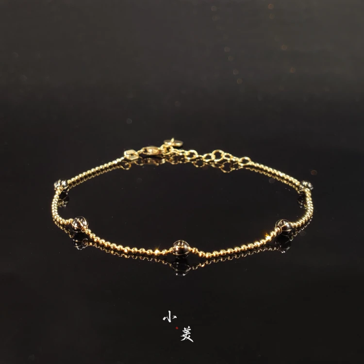 18K金黑金条纹珠珠手链g9169