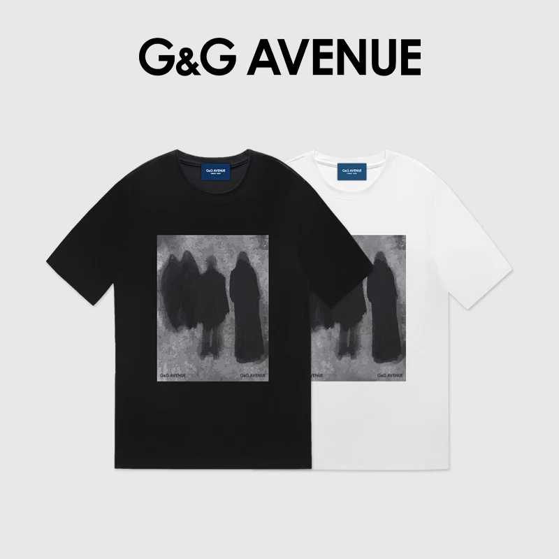 G&G AVENUE轻奢潮牌纯棉圆领短袖T恤男女同款薄款运动透气复古