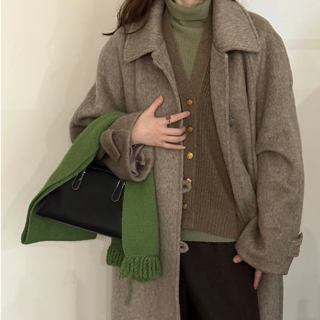 韩货-【凯瑟薇】冬季简约复古优雅知性气质韩版大衣外套/0125X