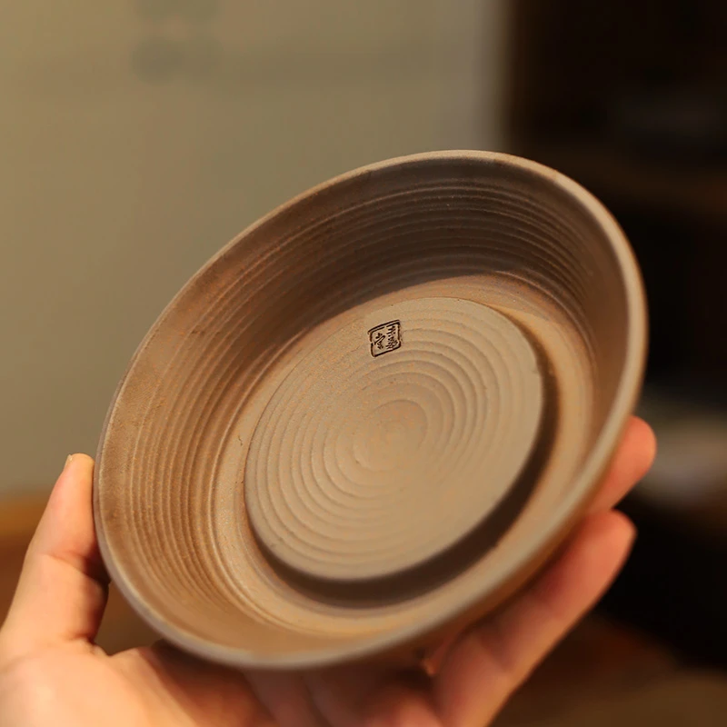暖小瓷粗陶壶承陶瓷干泡台托盘家用泡茶