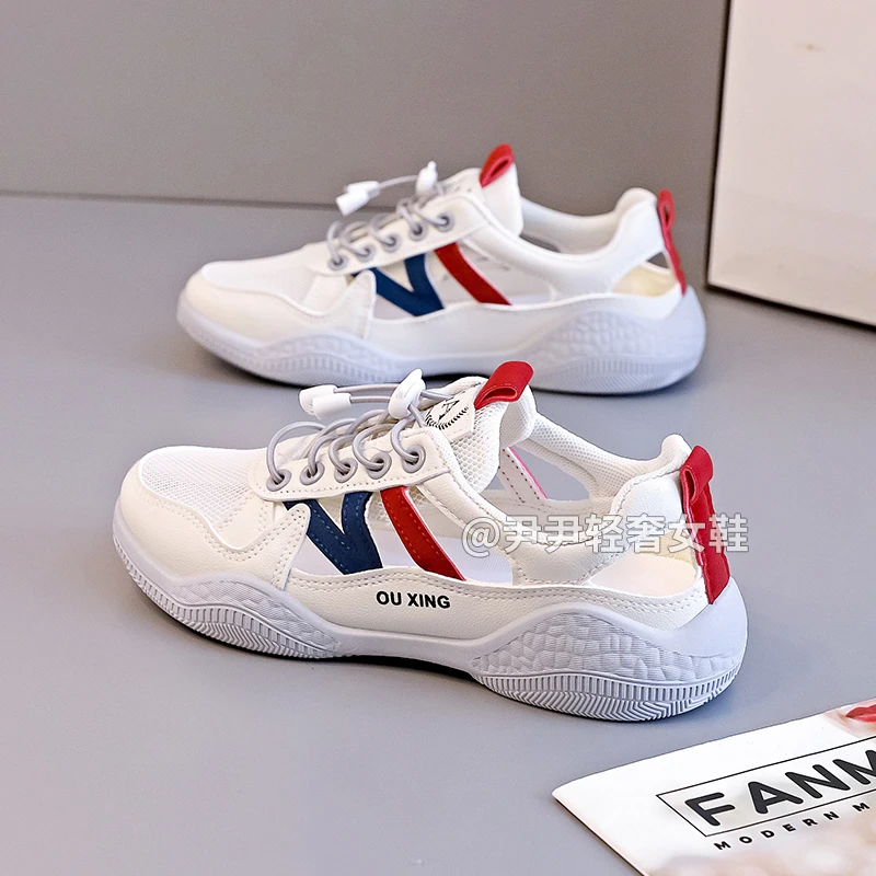 2024年夏季网面小白鞋百搭时尚网鞋运动平底板鞋女潮鞋夏季韩版