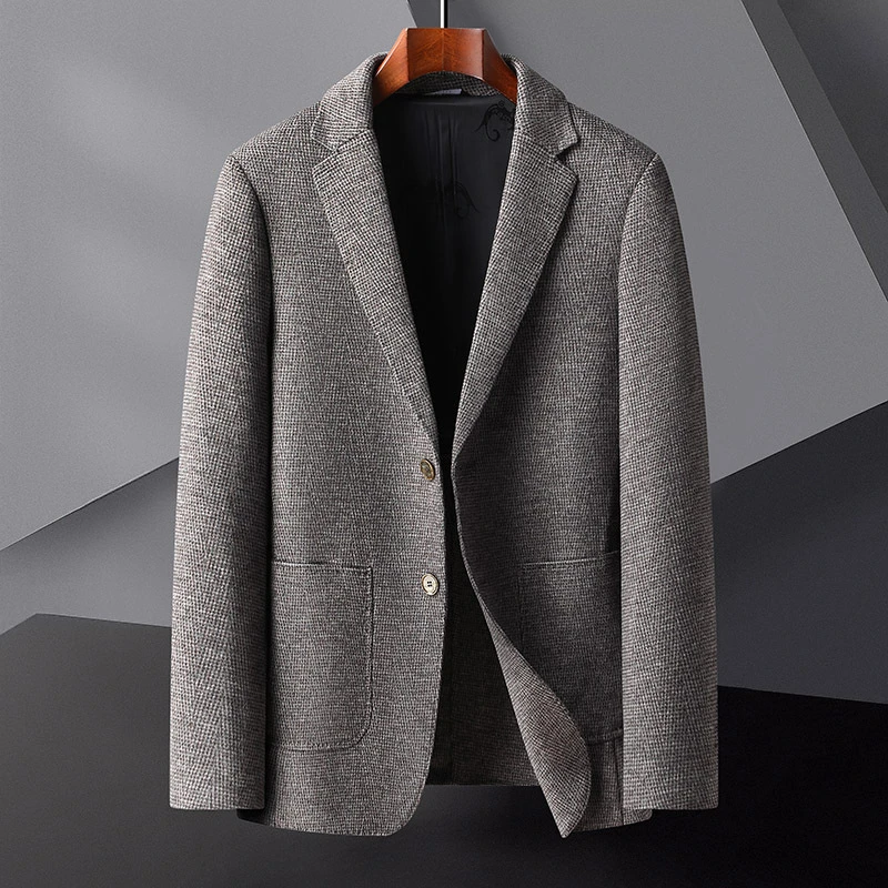 2024秋冬高品质加肥加大绵羊毛双面呢西服男士商务休闲毛呢西装