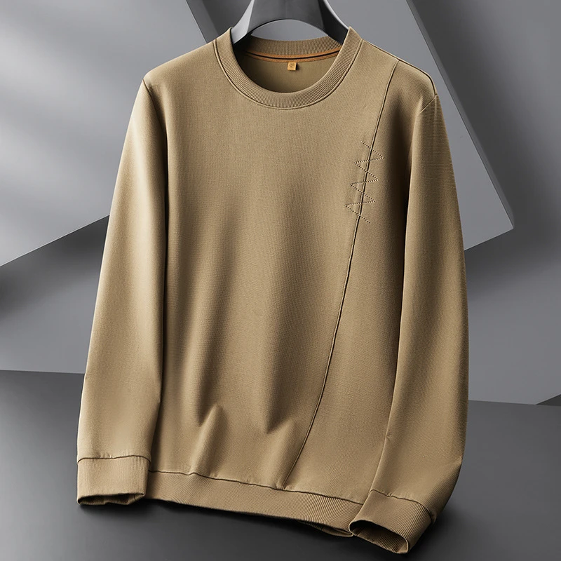 【吴老板大码男装】高克重男式长圆领卫衣加大码时尚轻奢卫衣打底衫