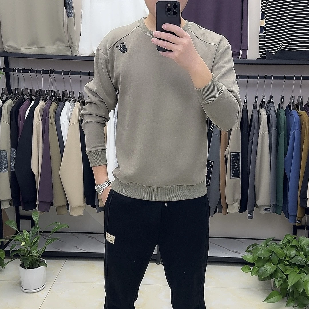 2025秋冬加厚男士时尚卫衣潮流韩版百搭宽松高品质刺绣小树苗