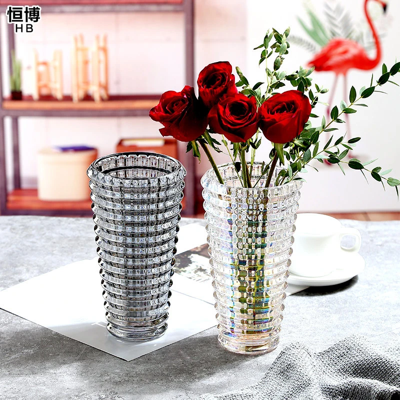 轻奢圆装饰品创意居家加厚水晶玻璃花瓶客厅插花水培鲜花床头摆件