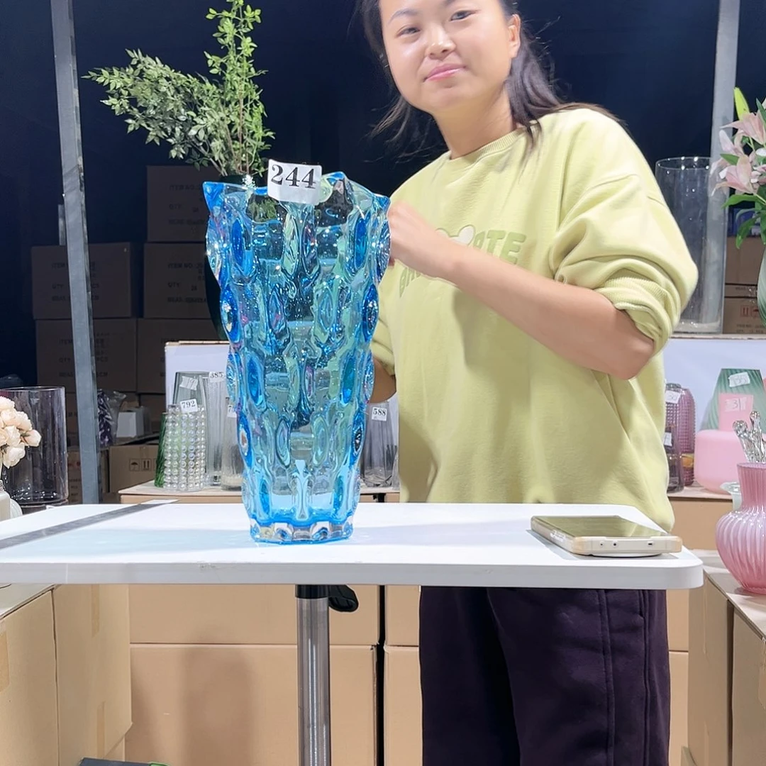 244高28口13水晶玻璃花瓶嘎嘎好看玻璃花瓶